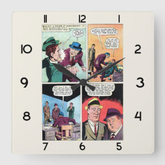 Horloge Carrée Vintage Gangster Comics Mob Boss bat Henchman