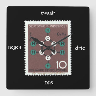 Horloge Carrée "Vintage Jahre Benzolformel Stamp"