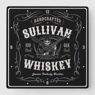 Horloge Carrée Vintage Liqueur AJOUTER NOM Old Grim Reaper Whiske