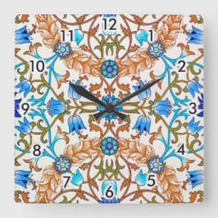 Horloge Carrée Vintage motif floral, William Morris
