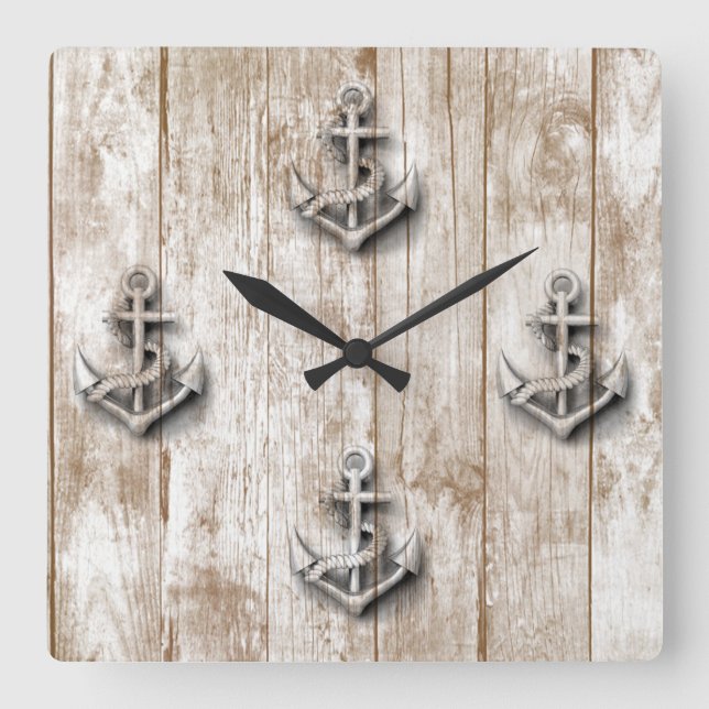 Horloge Carrée Vintage nautical classy (Recto)
