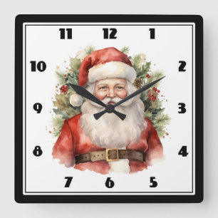 Horloge Carrée Vintage Noël Père Noël Souriant