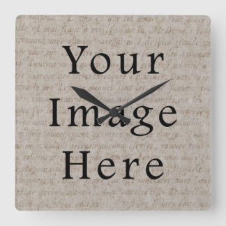 Horloge Carrée Vintage Pale Brown Tan Script Text