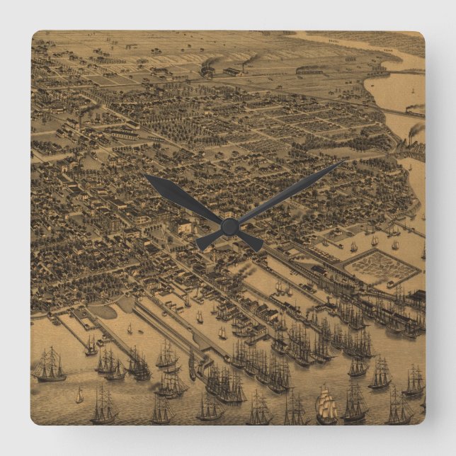 Horloge Carrée Vintage Pictorial (Recto)