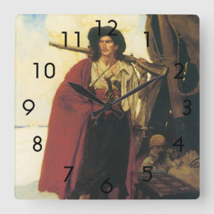 Horloge Carrée Vintage Pirates Buccaneer était un personnage pitt
