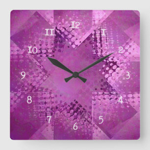 Horloge Carrée Vintage purple halftone star clock
