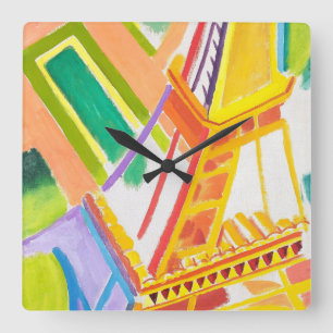 Horloge Carrée Vintage Robert Delaunay's Eiffel Tower Art