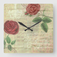 Vintage Roses and Music Wall Clock