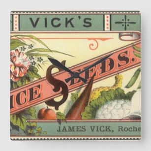 Horloge Carrée Vintage Seed Packet Étiquette Art, Vick's Choice S