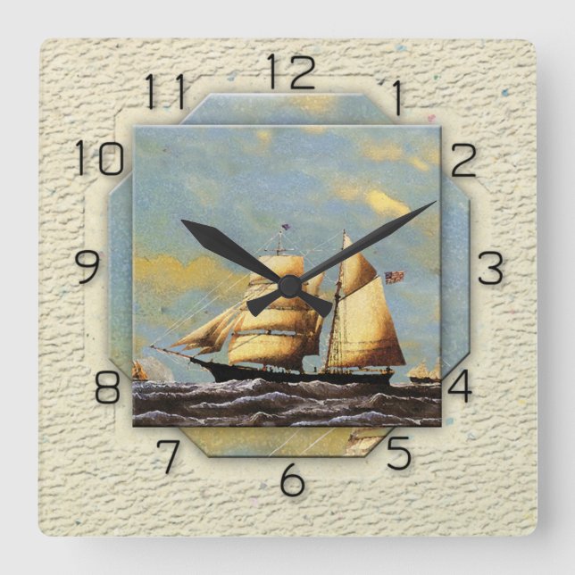 Horloge Carrée Vintage ship (Recto)