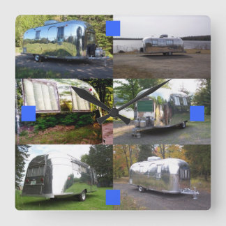 Horloge Carrée Vintage Silver Aluminum Travel Trailer Shop