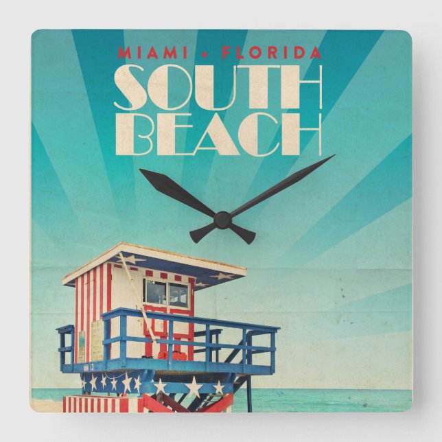 Horloge Carrée Vintage South Beach (Recto)
