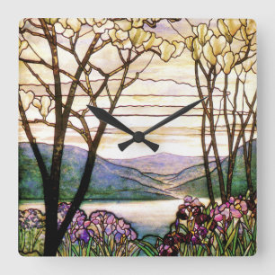 Horloge Carrée Vintage Stained Glass Clock