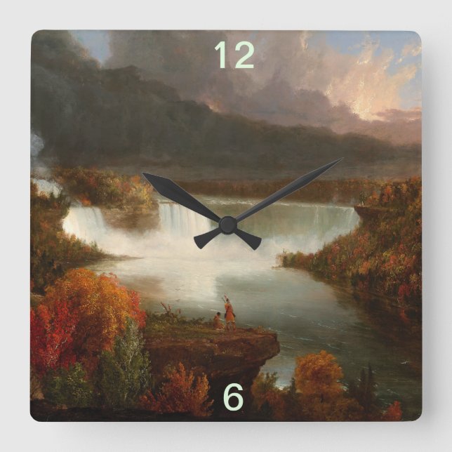 Horloge Carrée Vintage Thomas Cole Vue éloignée des chutes du Nia (Recto)