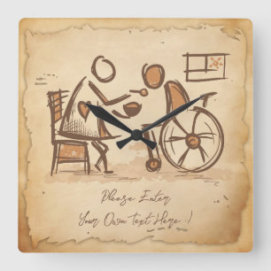 Horloge Carrée Vintage Vieux Mode Aide-soignant, Infirmière