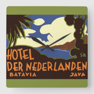 Horloge Carrée Vintage voyage Jakarta Indonésie Hotel Nederlanden