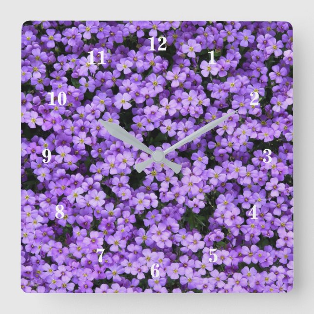 Horloge Carrée Violet Flowers (Recto)