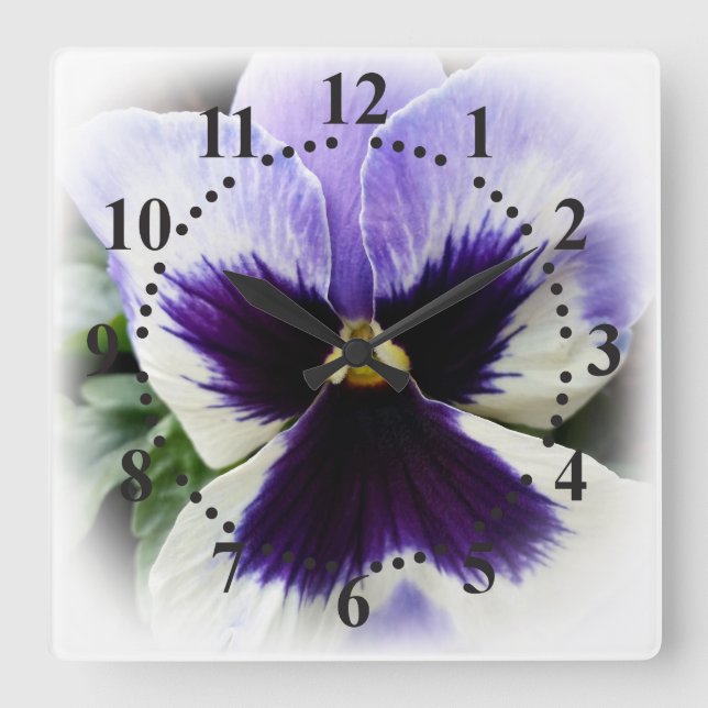 Horloge Carrée violet profond sur blanc (Recto)