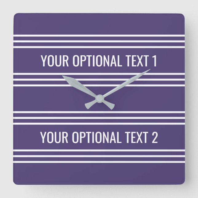 Horloge Carrée Violet Stripes custom wall clock (Recto)