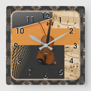 Horloge Carrée Violon dans la musique Abstraite-Thème