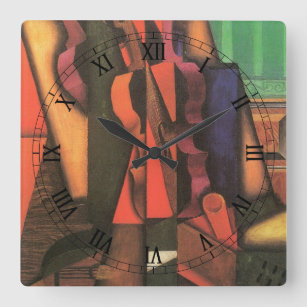 Horloge Carrée Violon et guitare de Juan Gris, Cubisme Vintage Ar