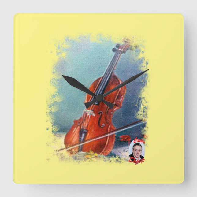 Horloge Carrée Violon/Violon (Recto)