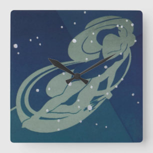 Horloge Carrée Virgo Constellation Astrologie Zodiaque Vintage
