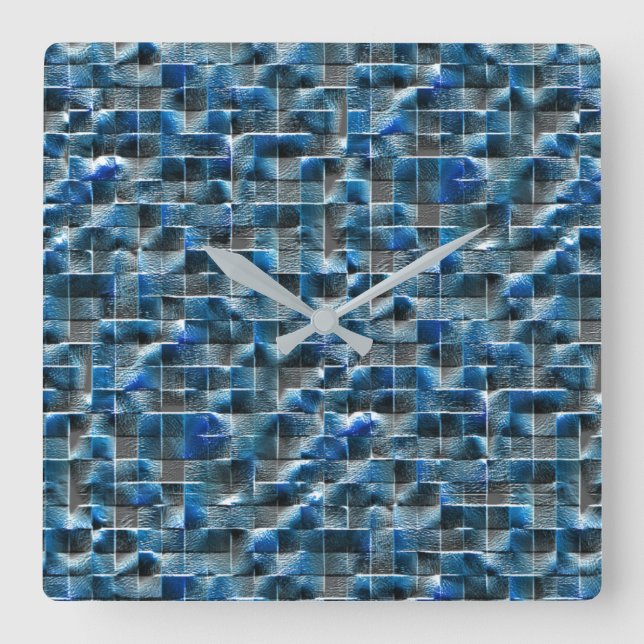 Horloge Carrée Virtual grey blue rustic ceramic tile with flaws (Recto)