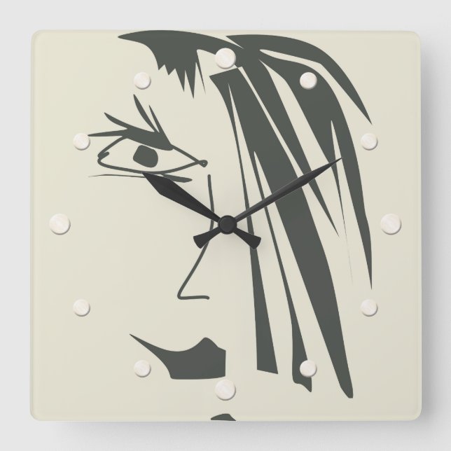 Horloge Carrée Visage abstrait, art. (Recto)