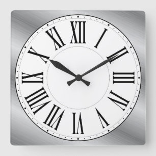 Horloge Carrée Visage blanc / Numéros romains Arrière - plans mét