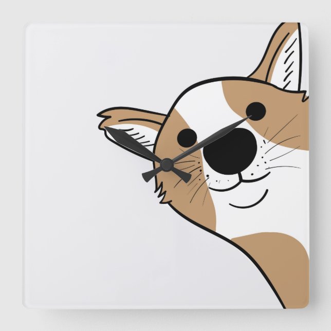 Horloge Carrée Visage de corgi (Recto)
