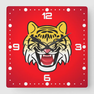 Horloge Carrée Visage de Tigre Souriant Art-21876