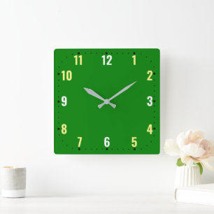 Horloge Carrée Visage Vert Avec Nombres - Sans Cadre