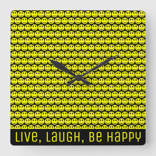 Horloge Carrée Visages Sourire Happy Emoji Ajouter Votre Texte
