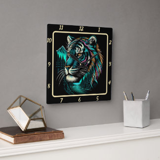 Horloge Carrée Vision Viviale du tigre rayé