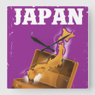 Horloge Carrée Visitez l'affiche de voyage du Japon vintage