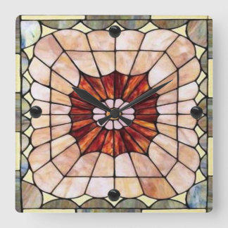 Horloge Carrée Vitrail Art Déco 2