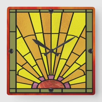 Horloge Carrée Vitrail Art Déco 3