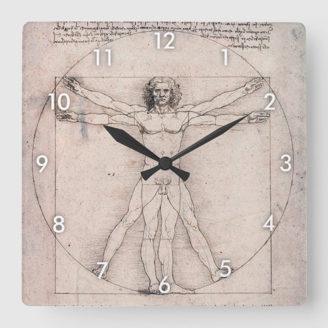 Horloge Carrée Vitruvien, Léonard de Vinci (Recto)