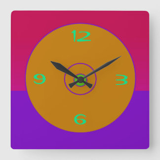 Horloge Carrée Vivid Pink Purple Gold Lime Wall Clock