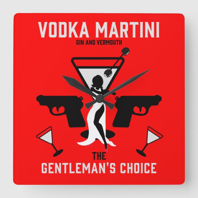Horloge Carrée Vodka Martini Drink Gift (Recto)