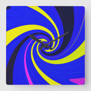 Horloge Carrée Vortex bleu