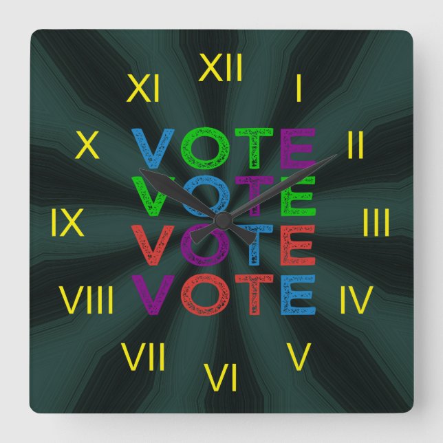 Horloge Carrée VOTE multicolore (Recto)