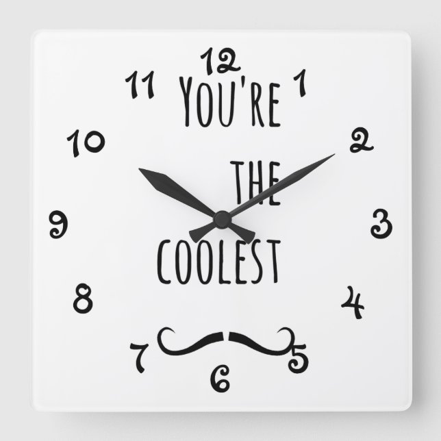 Horloge Carrée Votre Moustache la plus froide (Recto)