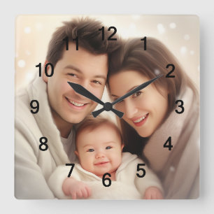 Horloge Carrée Votre mur photo de famille préférée