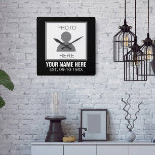 Horloge Carrée Votre photo ici Nom et âge