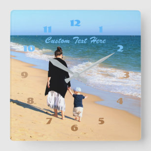 Horloge Carrée Votre propre design Photo Texte Police Nom Meilleu