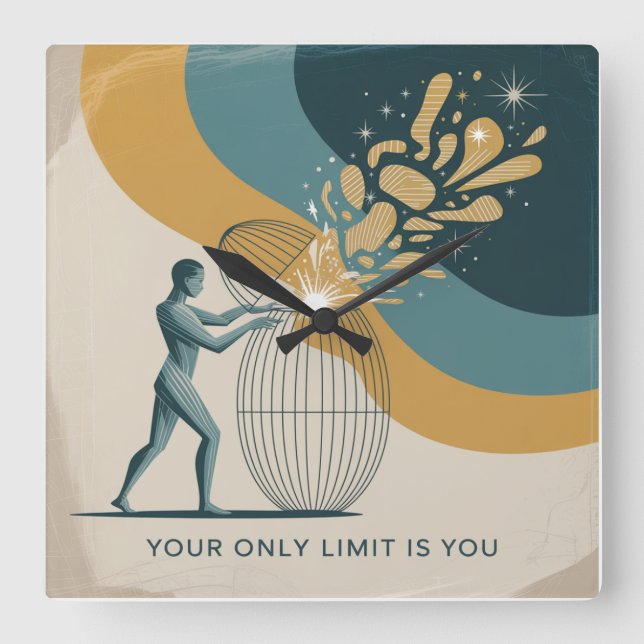 Horloge Carrée Votre seule limite est vous (Recto)