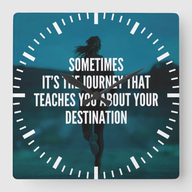 Horloge Carrée Voyage de conditionnement physique - Motivation de (Recto)