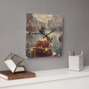 Horloge Carrée Voyage de Noël de Boxer